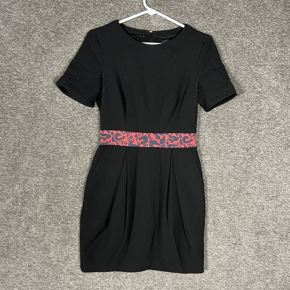 Karen Millen Black Fitted Dress US 6 UK‎ 10 Short Sleeve Career Cocktail